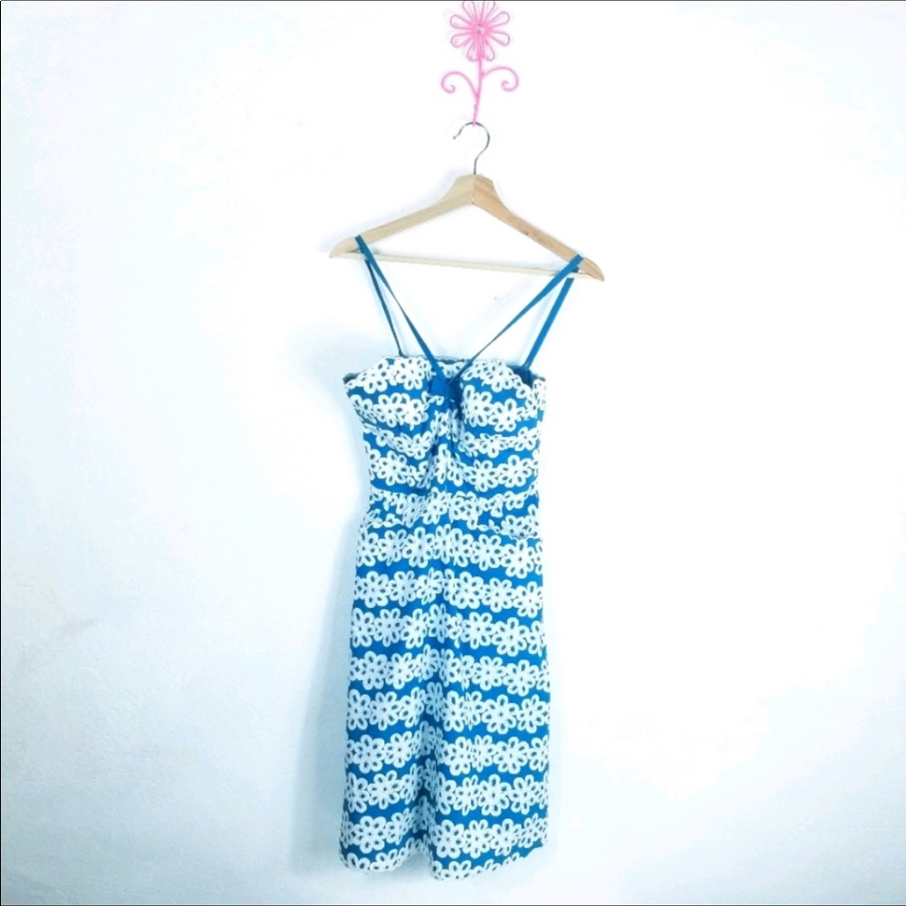 Betsey Johnson Fitted Halter Dress Blue and white